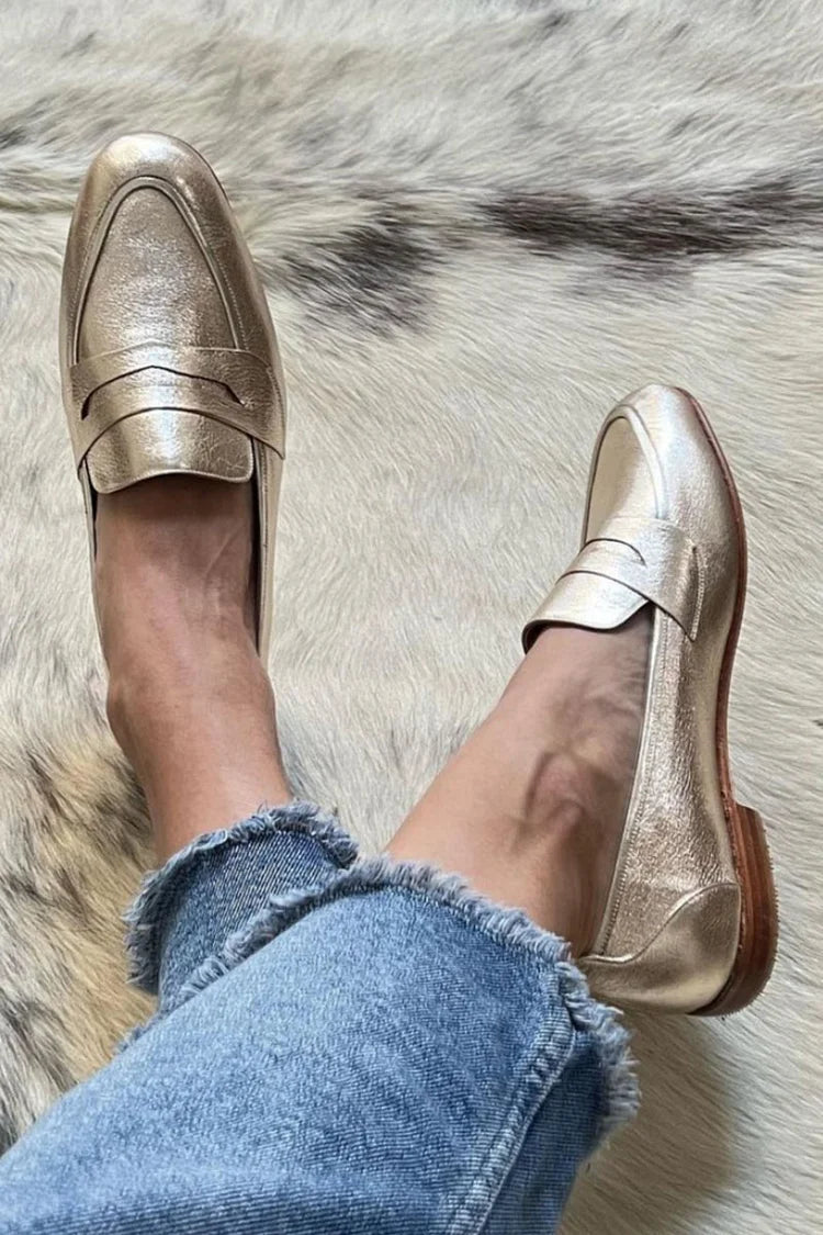 Danielle | Mocassins patchwork à bout rond et petit talon