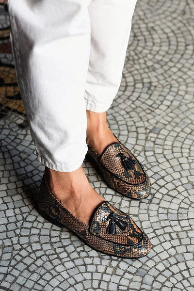 Ingrid | Mocassins élégants imprimé serpent