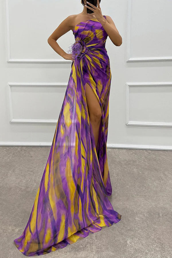 Noemi™ | Robe maxi asymétrique éclatante