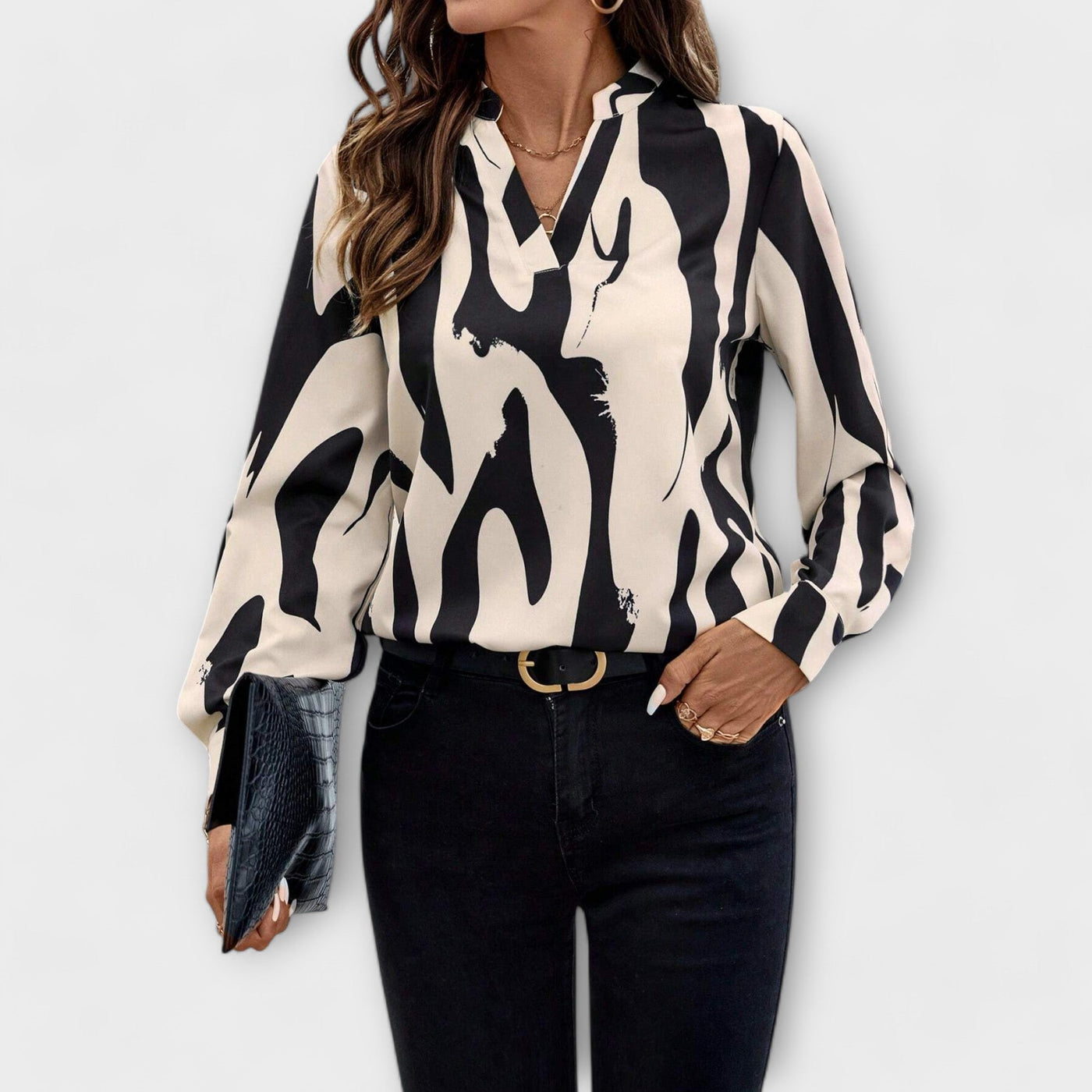 Blouse avec Motif Graphique et Design Élégant