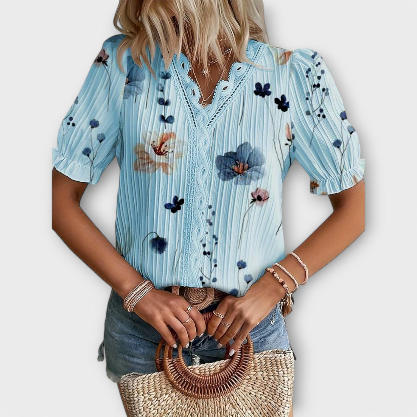 Emily – Blouse V-Cou Élégante