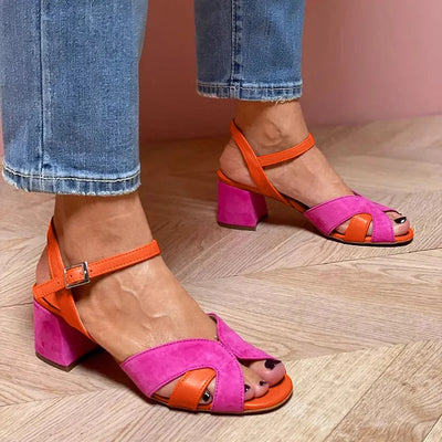 Lorette | Sandales color block avec talon confortable