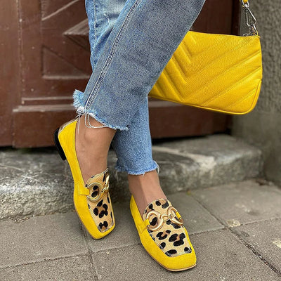 Diana | Mocassins casual avec finition métallisée et surpiqûres imprimé léopard