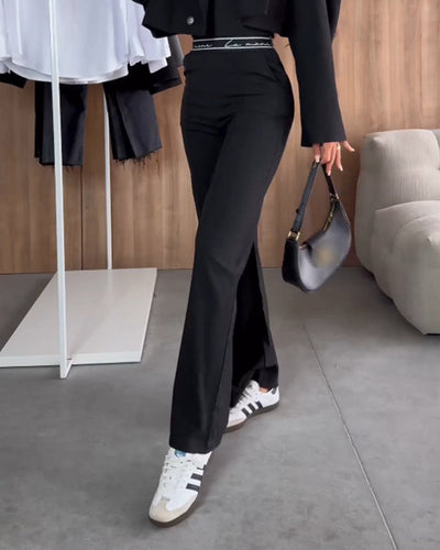 Pantalon décontracté uni avec poches zippées