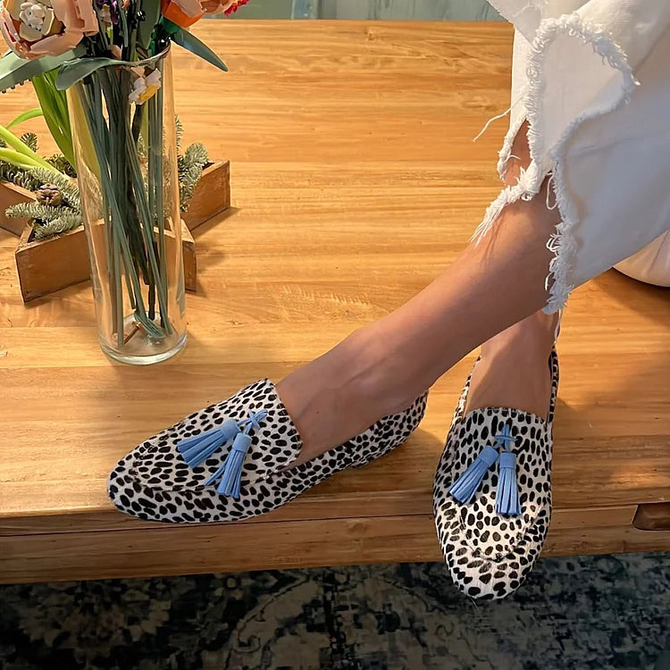 Christel | Mocassins casual à pois et finition effilochée