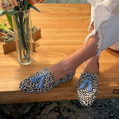 Christel | Mocassins casual à pois et finition effilochée