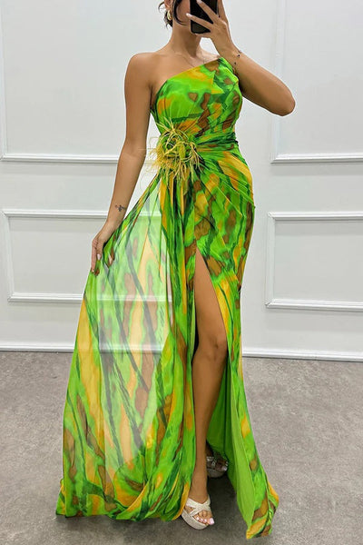 Noemi™ | Robe maxi asymétrique éclatante
