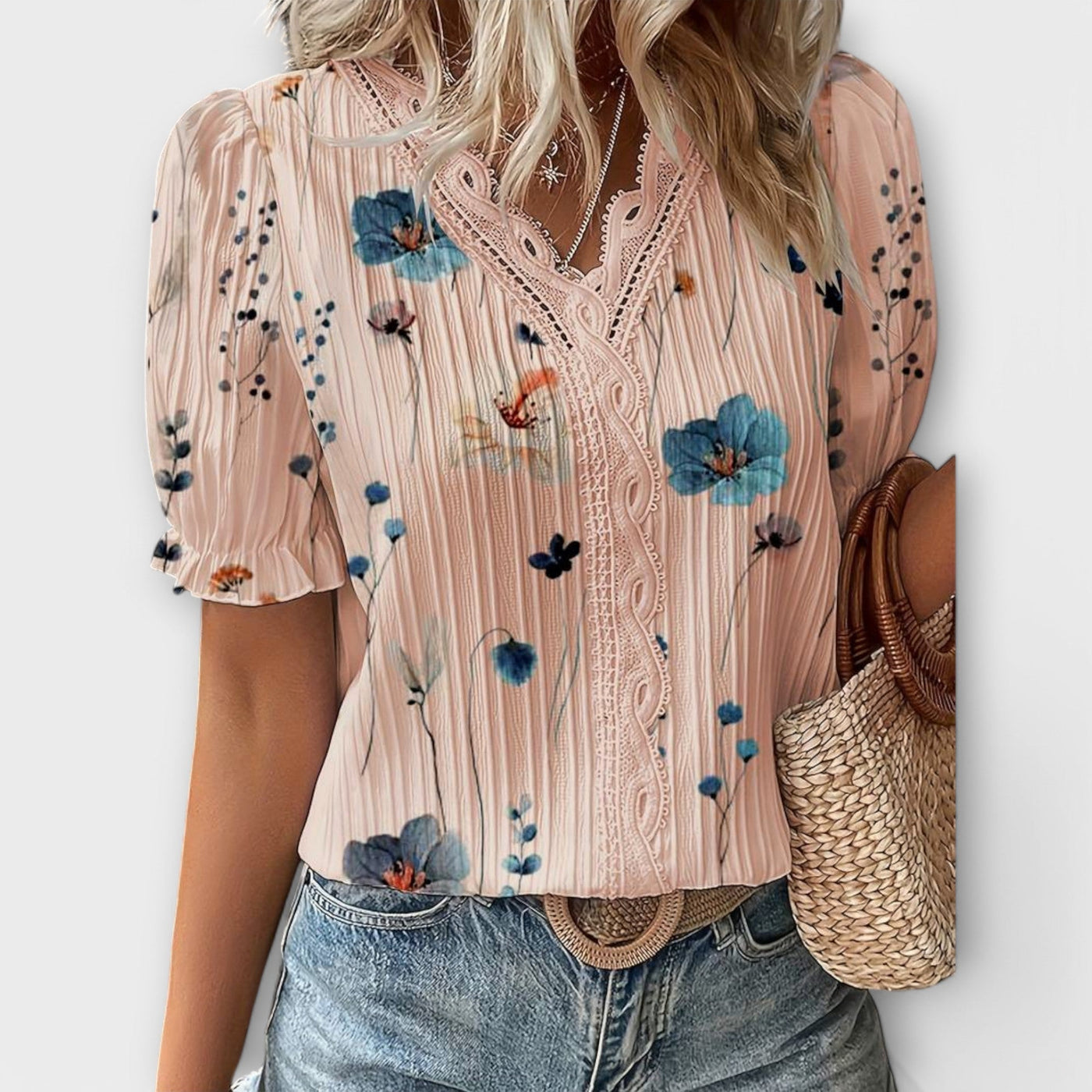 Emily – Blouse V-Cou Élégante