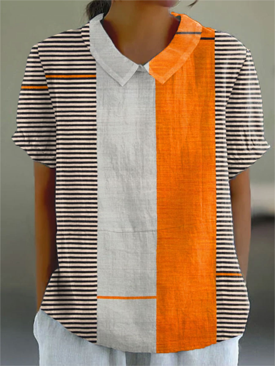 Lena | Chemise à Rayures en Blocs de Couleurs