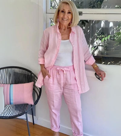 Martina - Ensemble Chemise et Pantalons en Lin et Coton