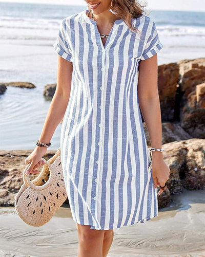 Martine - Robe chemise élégante rayée