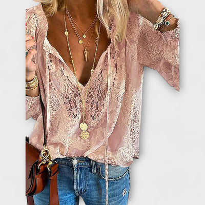 Lili - Blouse Unique avec Détails en Dentelle