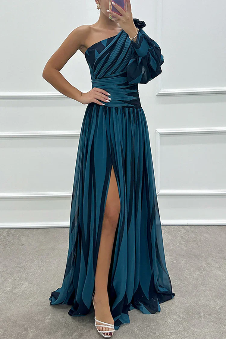 Shiloh™ | Robe maxi élégante à une épaule rayée