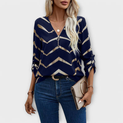 Emma – Blouse Chic Intemporelle avec Zip Demi