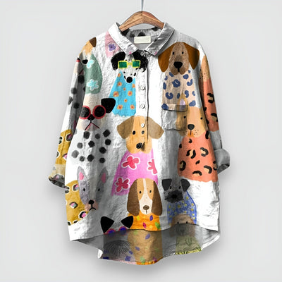 Kathrin - Blouse pour femmes avec imprimé de chiens