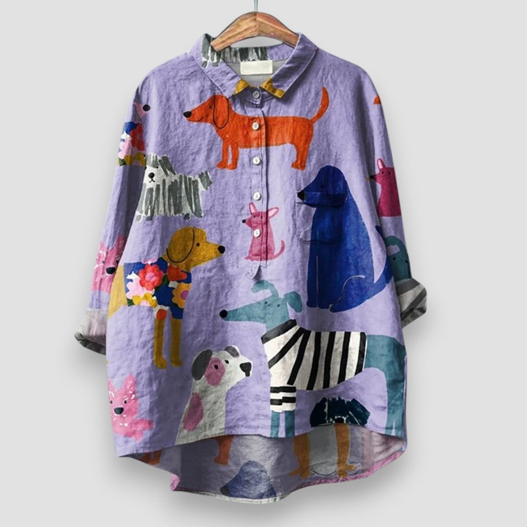 Kathrin - Blouse pour femmes avec imprimé de chiens