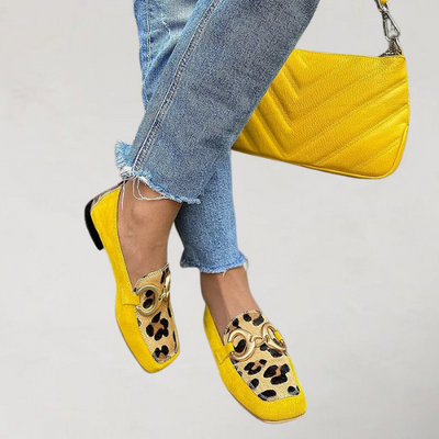 Diana | Mocassins casual avec finition métallisée et surpiqûres imprimé léopard