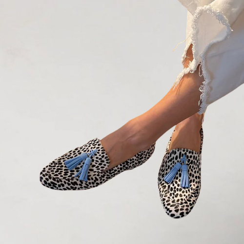 Christel | Mocassins casual à pois et finition effilochée