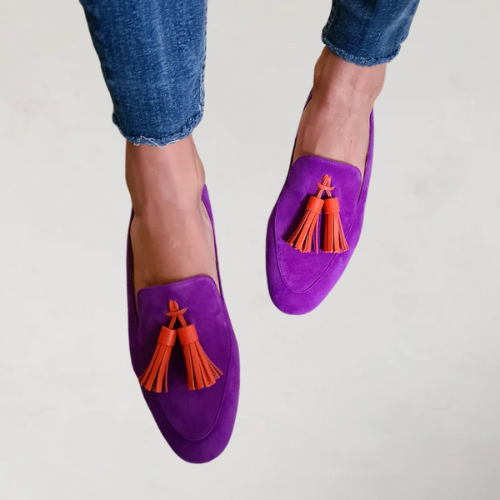Veerle | Mocassins en suède avec pampilles