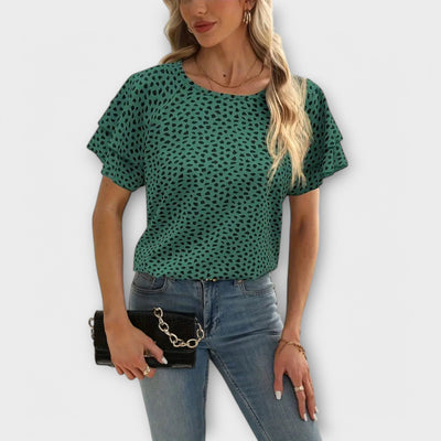Samantha – Blouse avec Détails Volants et Col Rond