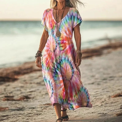 Isola - Robe Longue à Imprimés Naturels et Coupe Aérienne
