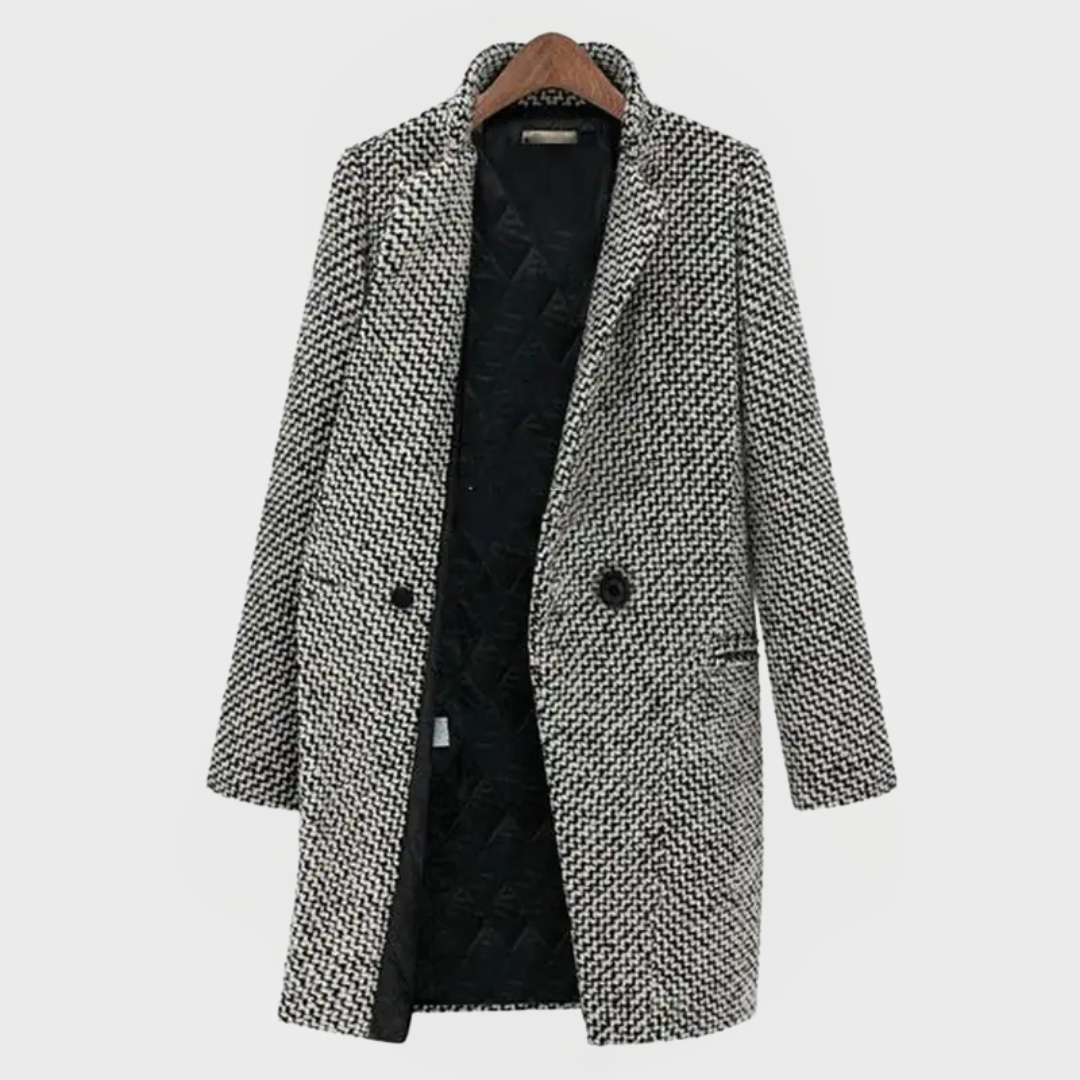 Laurette™ | MANTEAU LONG À CARREAUX