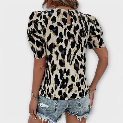 Amelia – Blouse à Col Rond avec Imprimé Coloré