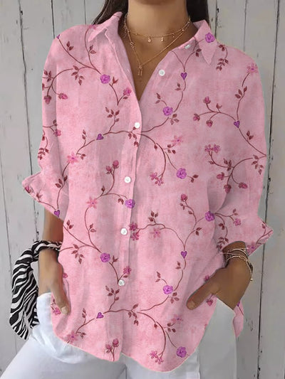 Liva | Chemise brodée jardin bleu