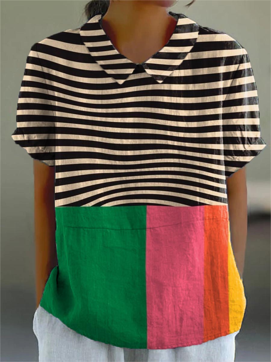 Eva | Chemise à Rayures Audacieuses et Bloc de Couleurs