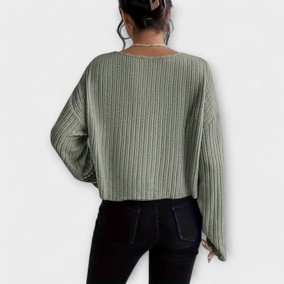 Emily – T-shirt moderne à côtes avec col rond