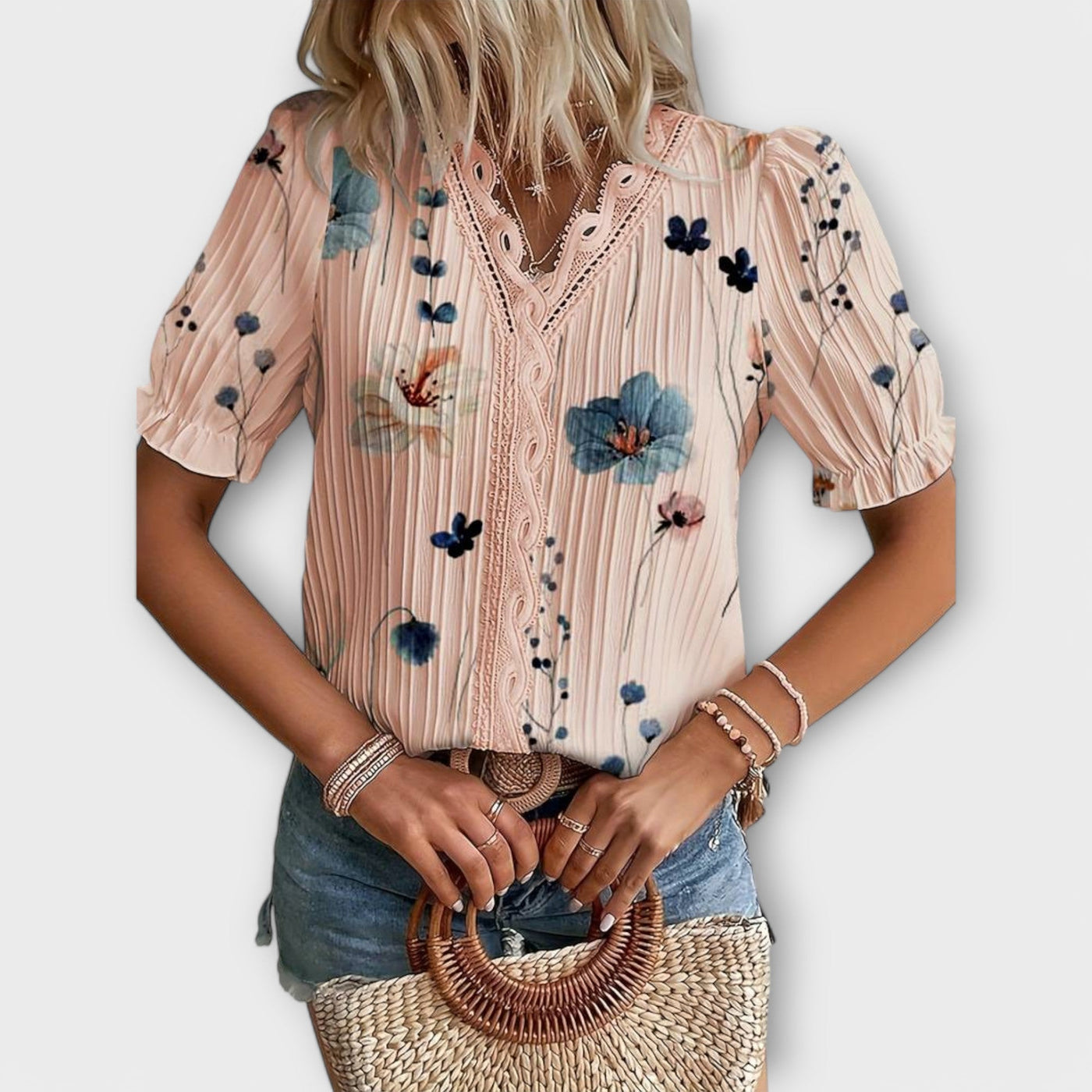 Emily – Blouse V-Cou Élégante