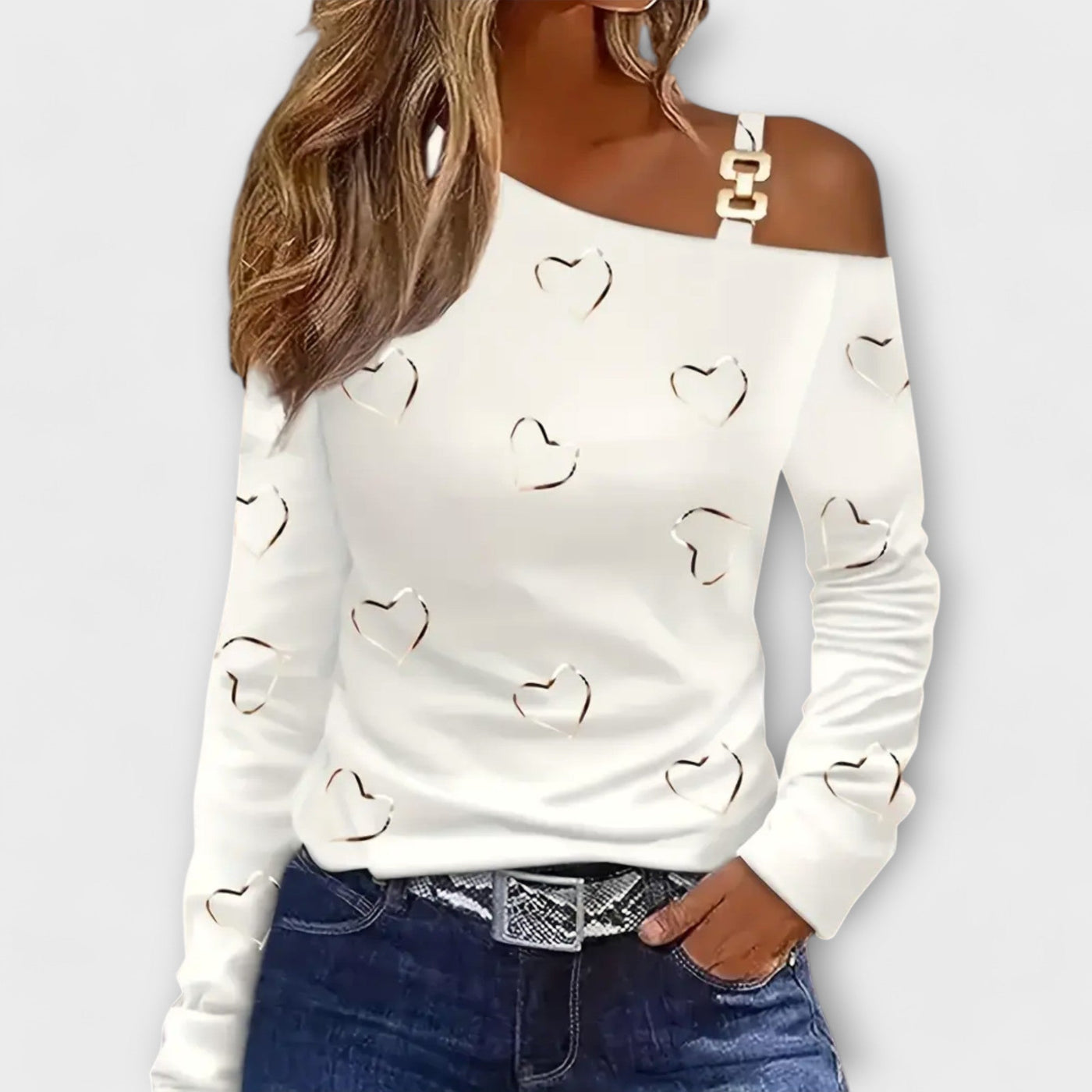 Evelyn – T-shirt à manches longues décontracté avec imprimé cœur