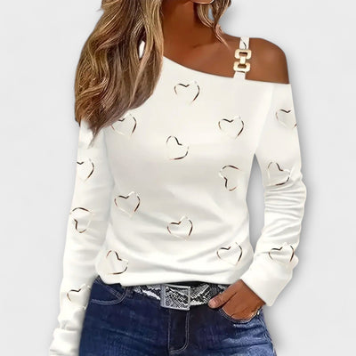 Evelyn – T-shirt à manches longues décontracté avec imprimé cœur