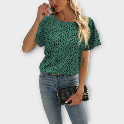 Samantha – Blouse avec Détails Volants et Col Rond
