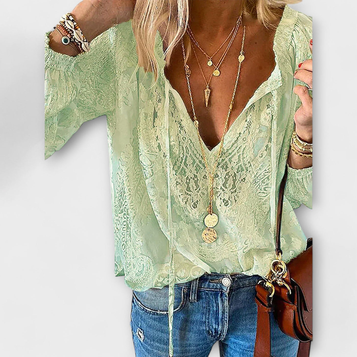 Lili - Blouse Unique avec Détails en Dentelle