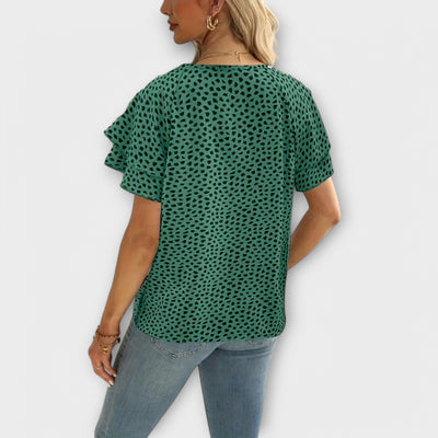Samantha – Blouse avec Détails Volants et Col Rond
