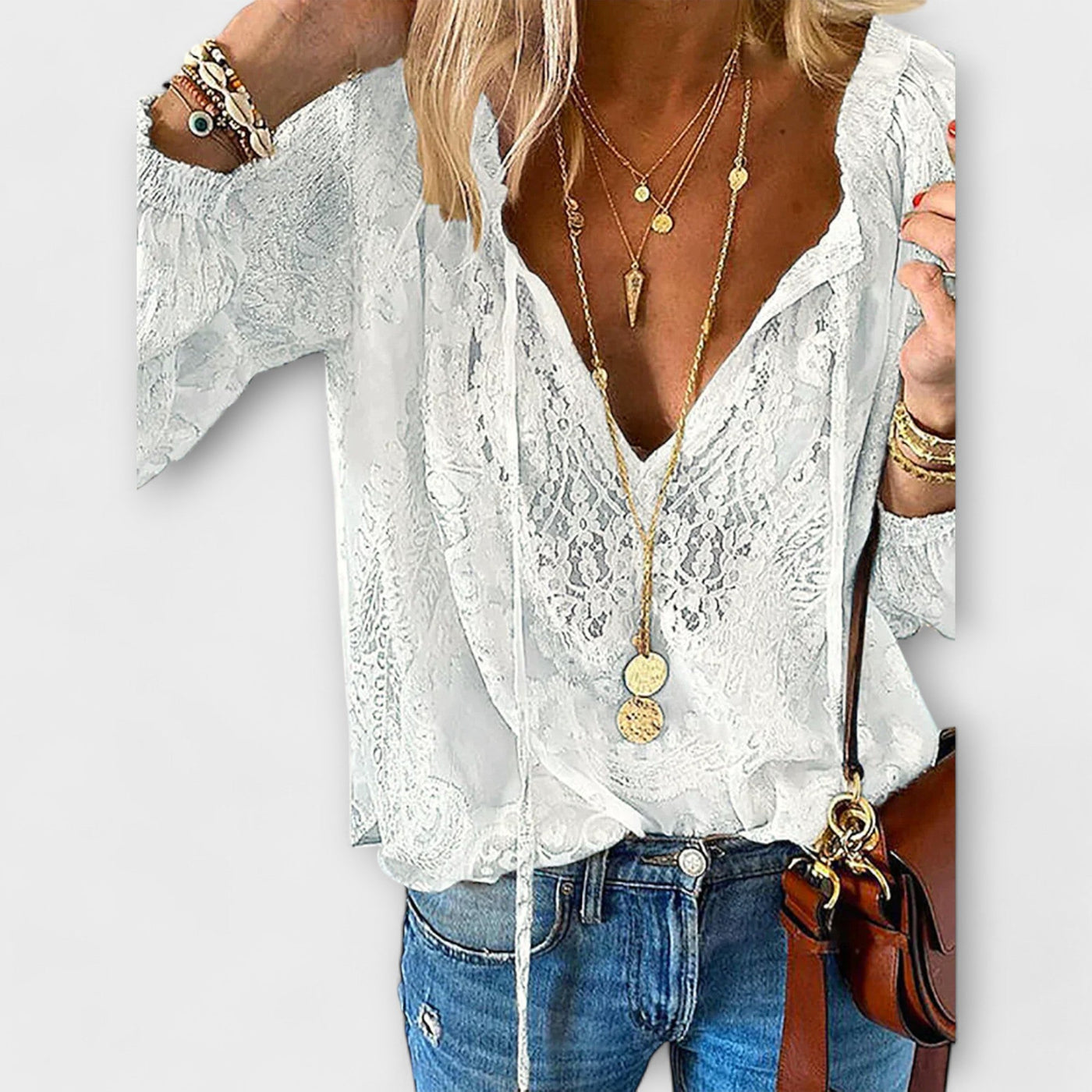 Lili - Blouse Unique avec Détails en Dentelle