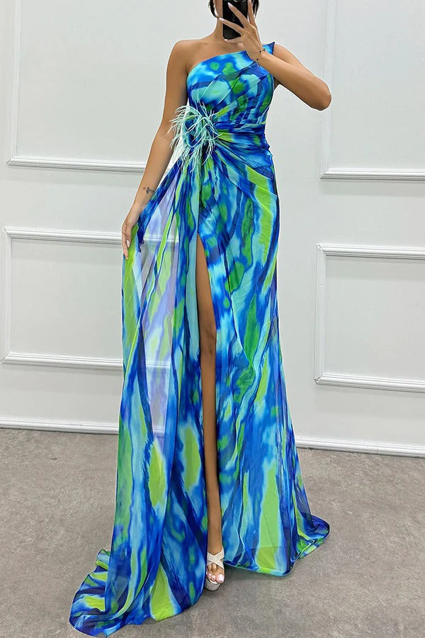 Noemi™ | Robe maxi asymétrique éclatante