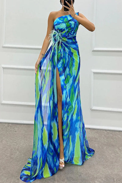 Noemi™ | Robe maxi asymétrique éclatante