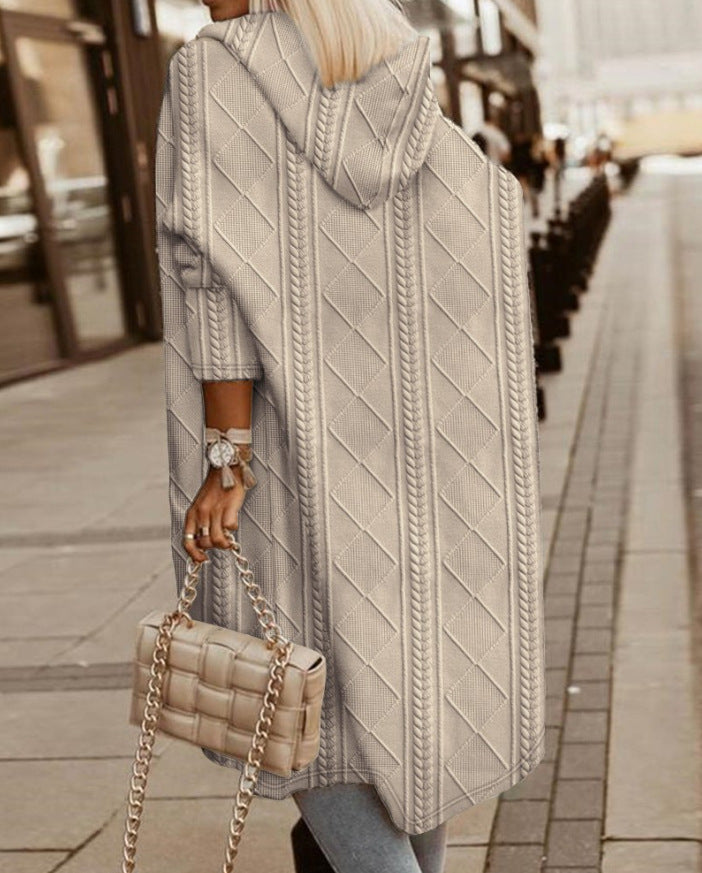 Amarante- Cardigan Long avec Capuche