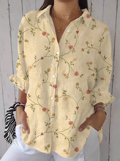 Liva | Chemise brodée jardin bleu