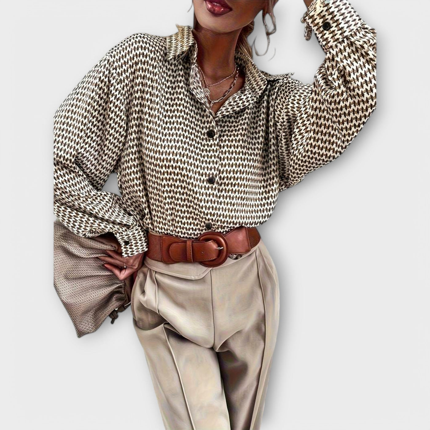 Ashley – Blouse Vintage à Manches Longues