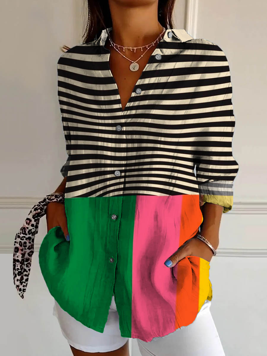 Sanne | Chemise Contrastée à Rayures Urbaines