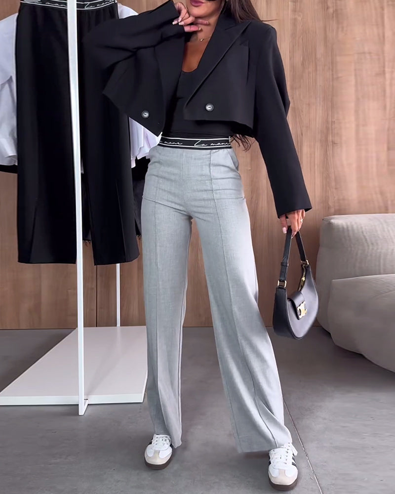 Pantalon décontracté uni avec poches zippées