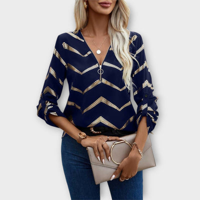Emma – Blouse Chic Intemporelle avec Zip Demi