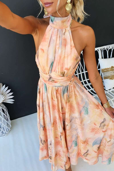 Luchi™ | Robe maxi fleurie à encolure halter
