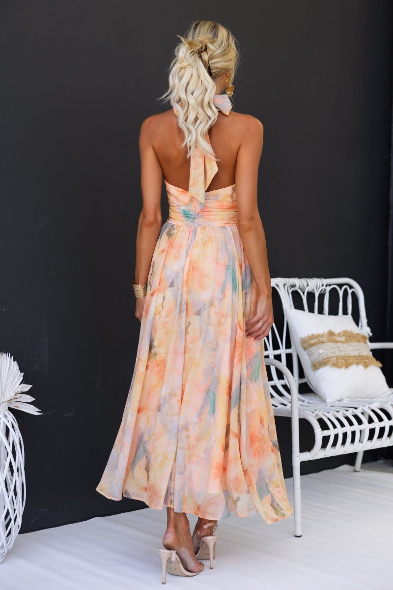 Luchi™ | Robe maxi fleurie à encolure halter