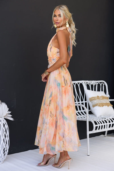 Luchi™ | Robe maxi fleurie à encolure halter