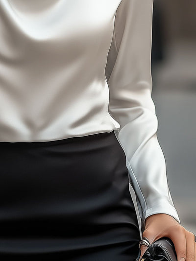 Élise – Chemisier satiné à col drapé élégant